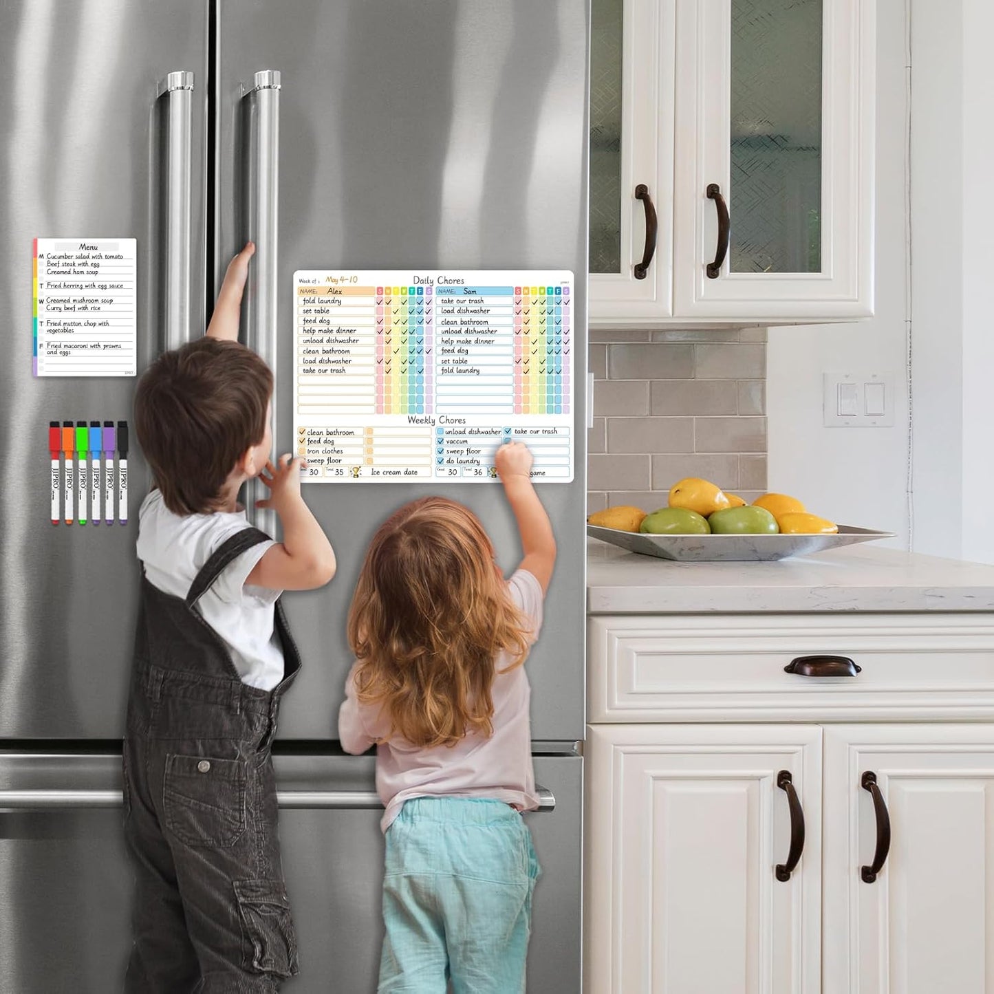 JJPRO Magnetic Dry Erase Chore Chart for Adults:Large Whiteboard16 x19-Chore Chart,Calendar,Meal Board Notes All-in-One,Behavior Chart,Teenagers,White