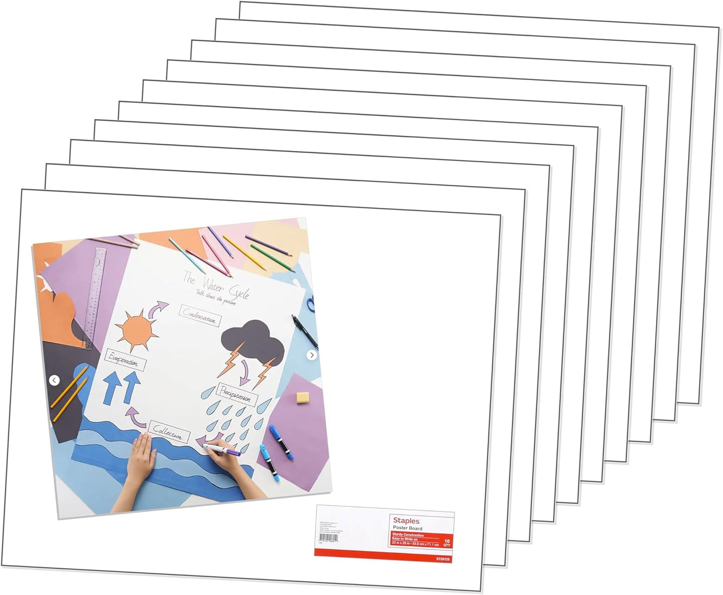 Staples Poster Board, 22" x 28", White, 20/Carton - Display Boards for School & Office Projects