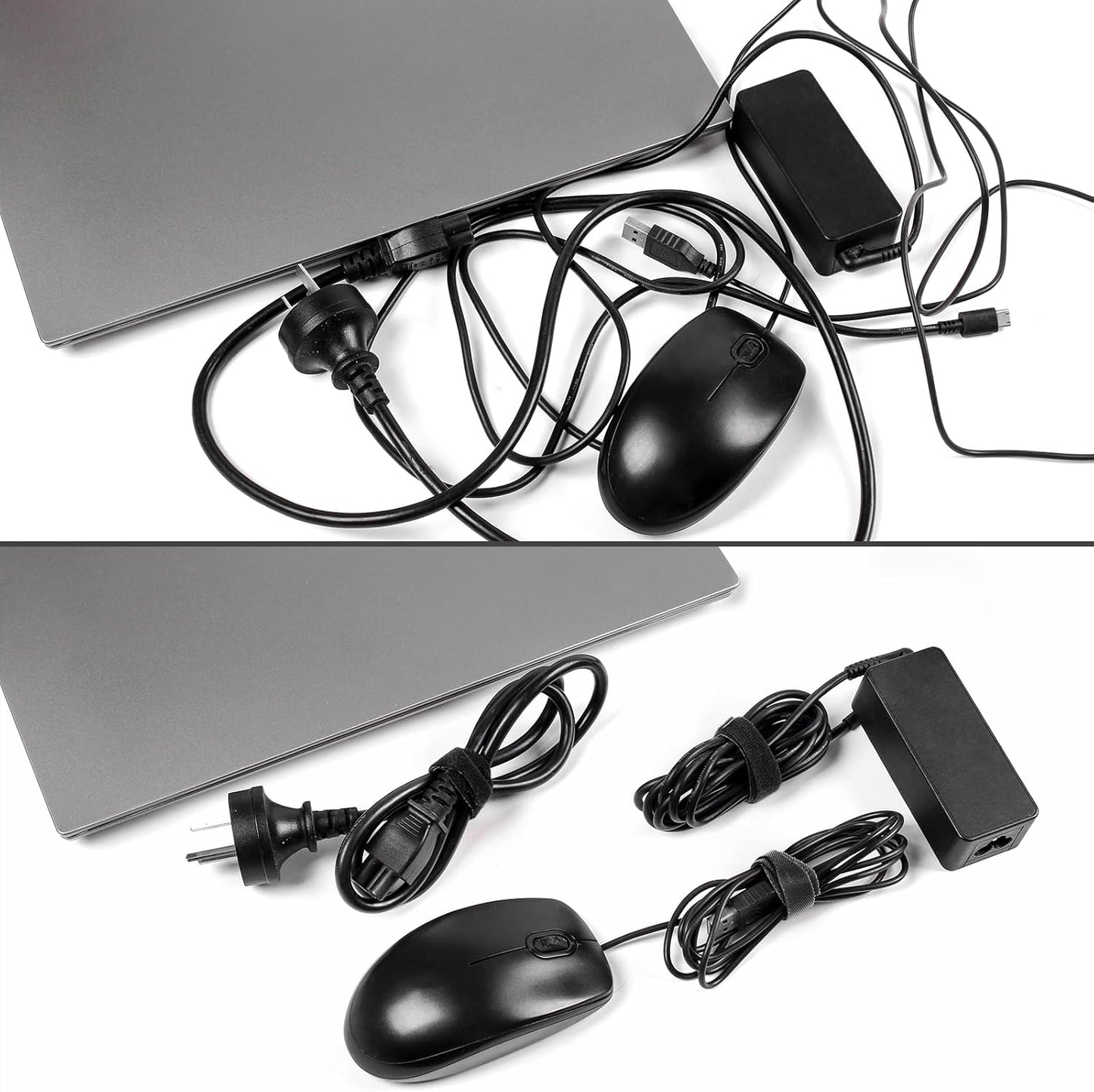 OneLeaf 80PCS Reusable Cable Ties, Black Adjustable 6-Inch Cord Organizer Ties, Multi-purpose Hook Loop Cable Management Wire Ties for Organizing Home, Office, Data Centers