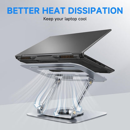 Leeboom Laptop Stand for Desk, Ergonomic Adjustable Aluminum Foldable Portable Computer Stand, Lecterns & Podiums, Fits 10-15.6" MacBook Air Pro HP Lenovo Dell Laptops & Tablets(Silver)