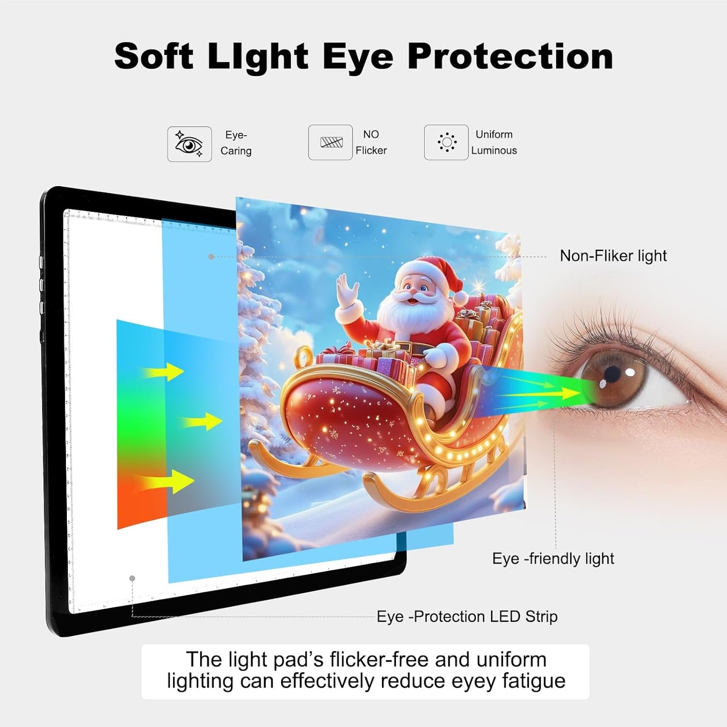 Elice Rechargeable A3 Light Pad for Diamond Painting, Magnetic LED Light Board with Physical Button, Super Bright Diamond Art Light Pad, Ultra-Thin Light Box for Tracing, Weeding Vinyl, Artists -Black