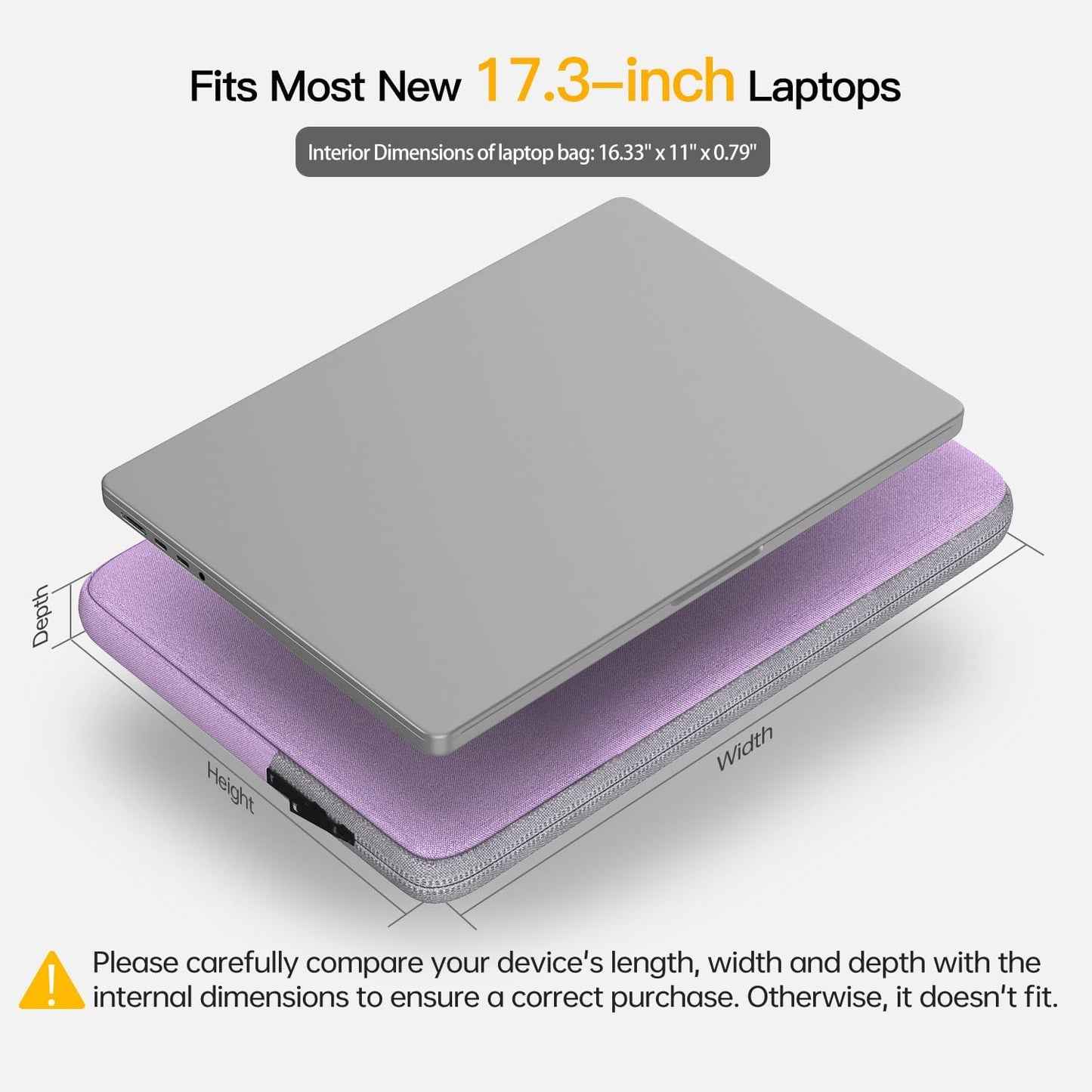 17 17.3 inch Laptop Sleeve Case for HP 17.3 inch Laptop/HP Envy 17 / Pavilion 17, Dell Inspiron 17, Lenovo Ideapad 17.3, ASUS Vivobook 17, 17-in Water-Resistant Computer Notebook Bag