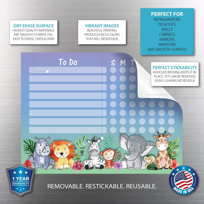 Dry Erase Whiteboard Task & Habit Tracker | Removable and Restickable Adhesive Decal | Fine-Tip Magnetic Marker Included | 9” x 12”