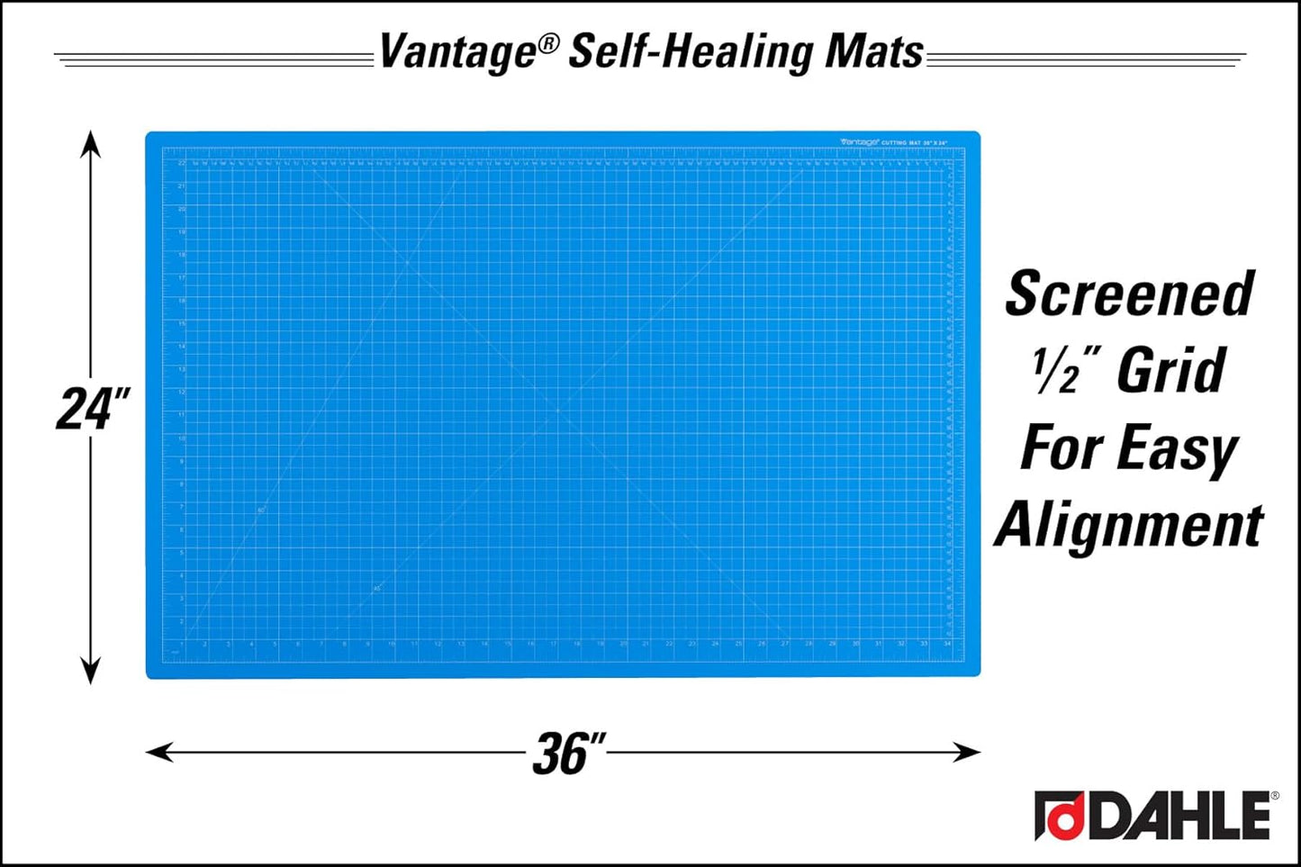 Dahle Vantage 10670 Premium Self-Healing Cutting Mat, 9"x12", 1/2" Grid, 5 Layers for Max Healing, Perfect for Crafts & Sewing, Black