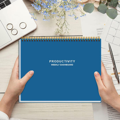 Weekly Productivity Dashboard - 8.5" x 11" Dashboard Desk Notepad Has 6 Focus Areas to List Tasks for Goals, Projects, Clients, Academic or Meal-Organize Your Daily Work Efficiently, 54 Weeks, Green