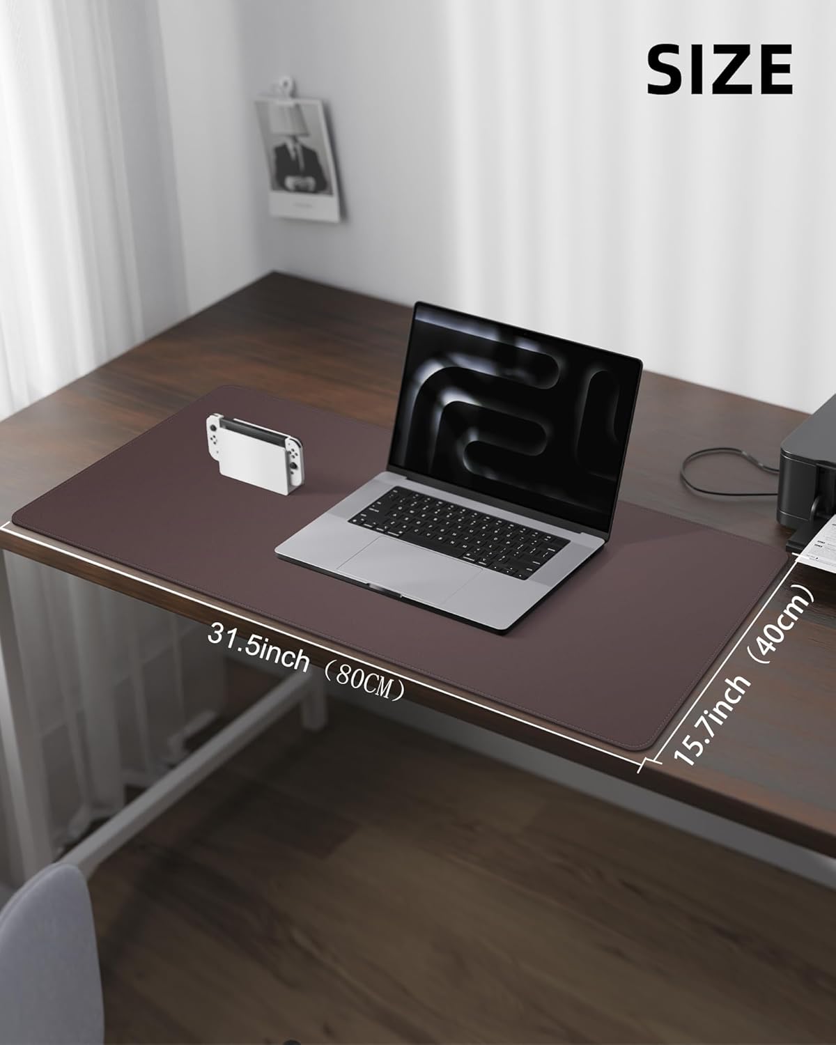 AFIING Desk Pad Protector 23.6" x 13.7" - Non-Slip Waterproof PU Leather Desk Mat for Mouse, Keyboard, Laptop, Office and Home Workspace (Beige)