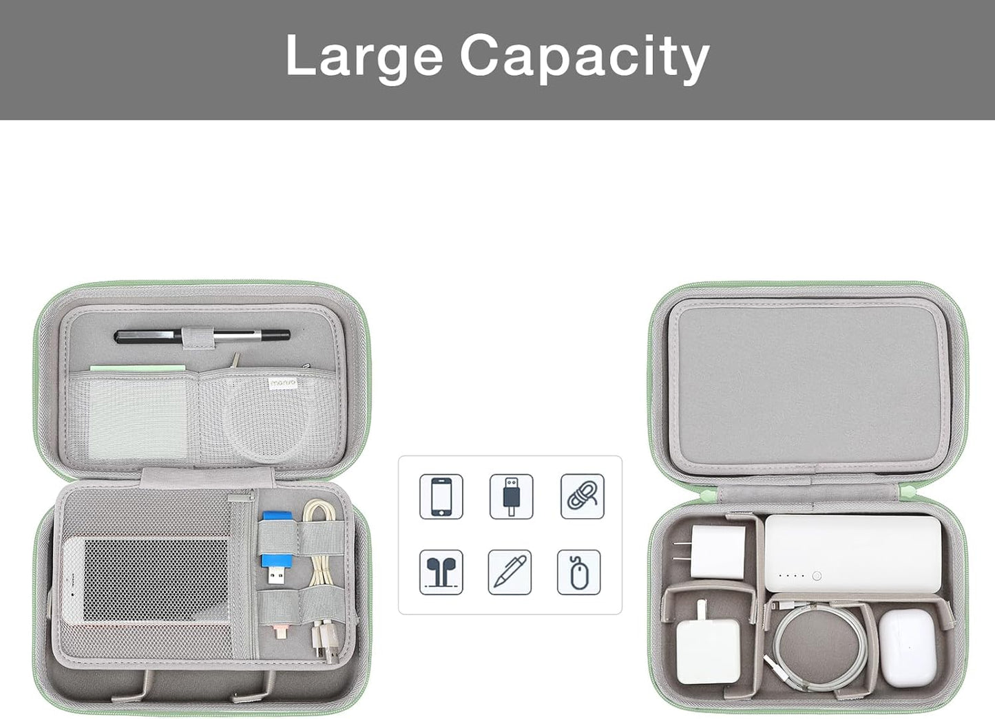 MOSISO Electronic Organizer Travel Case Compatible with MacBook Power Adapter, Compatible with Magic Mouse & Pencil, SD Card, USB Flash Disk with 4 Modular Insert & 2 Cable Tie & Snap Hook, Black