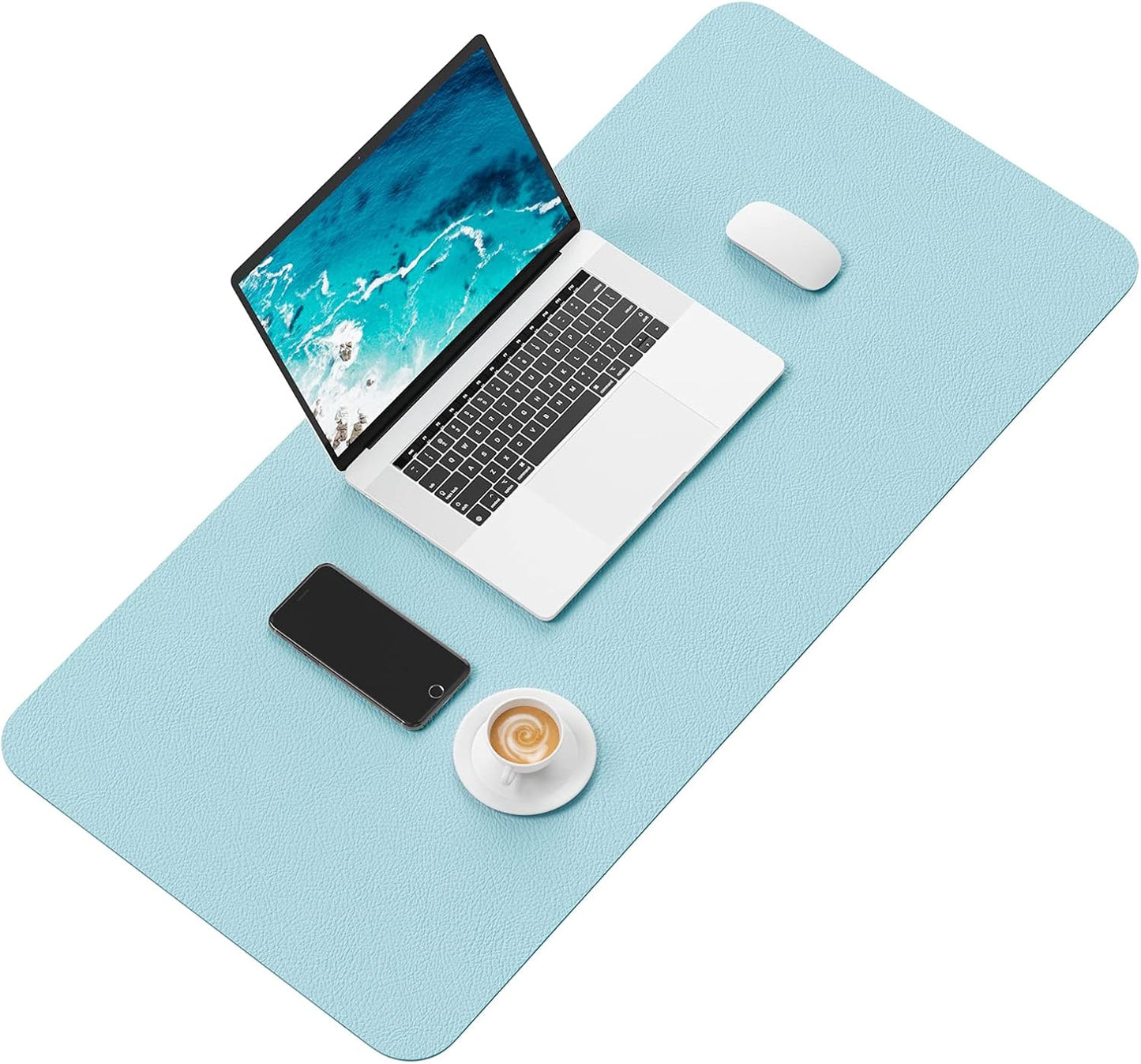 Hsurbtra Desk Pad, 23.6" x 13.8" PU Leather Desk Mat, M Extended Mouse Pad, Waterproof Desktop Blotter Protector, Non-Slip Ultra Thin Small Laptop Keyboard Writing Mat for Office Home, Pink