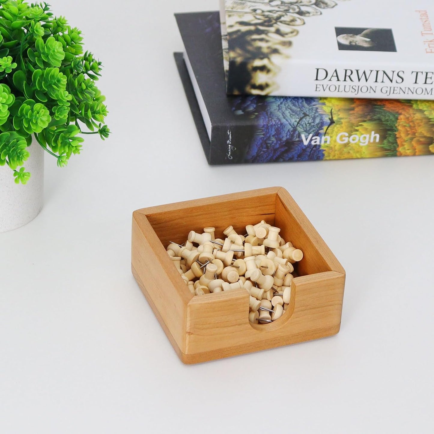 MultiBey Walnut Wood Sticky Notes Holder for Desk, 4x6 Inch Self -Sticky Note Memo Holder, Wooden Sticky Note Dispenser Office Desk Organizer for Dorm Room Office Home School (S)