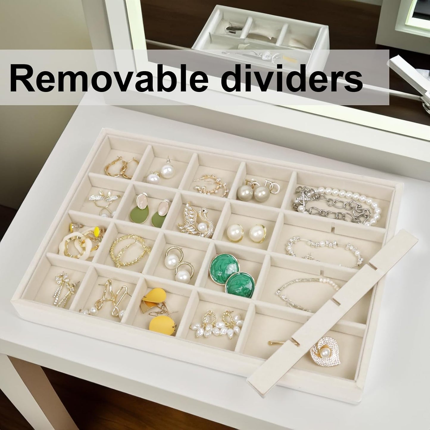 Large Velvet Sunglasses Storage Organizers Jewelry Organizer, Velvet Jewelry Organizer, Large Jewelry Drawer Organizer Tray, Eyeglass Organizer Earring Holder Ring Display (Sunglass Tray)