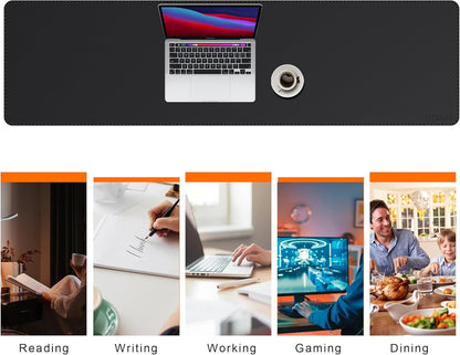 Mydours 40" x 20" Extra Large Desk Mat, PU Leather & Cork Desk Pad, Large XXL Desk Mouse Pad for Workstation, Office, Home, Computer Desk Mat with Keyboard & Mouse (Black)