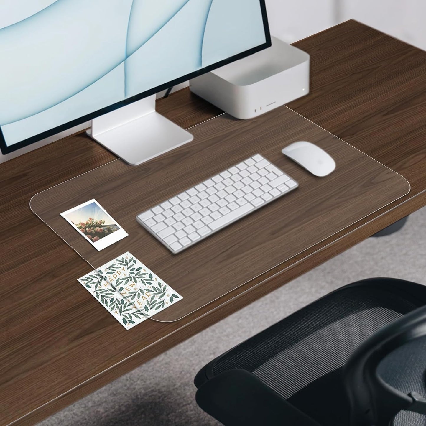 Clear Desk Mat, Clear Desk Pad 24 x 17 in, Desk Protector Mat for Writing & Working, Table Protector Anti-Water & Heat Resistant, for Home & Office, RBDM02T