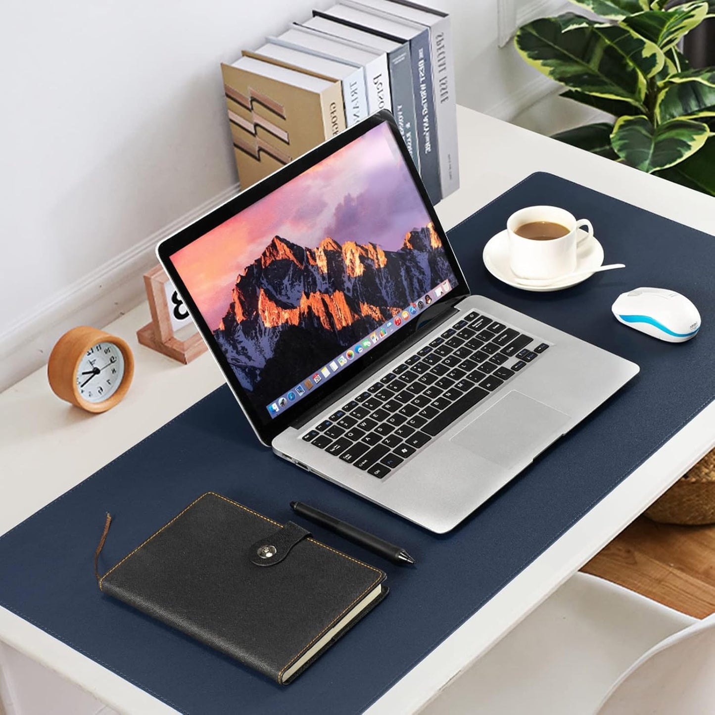 Leather Desk Pad,Wolaile 36x17 inch Large Mouse Pad,Waterproof Non-Slip Writing Desk Blotter,Computer Mat Desktop Protector for Office Home,Black