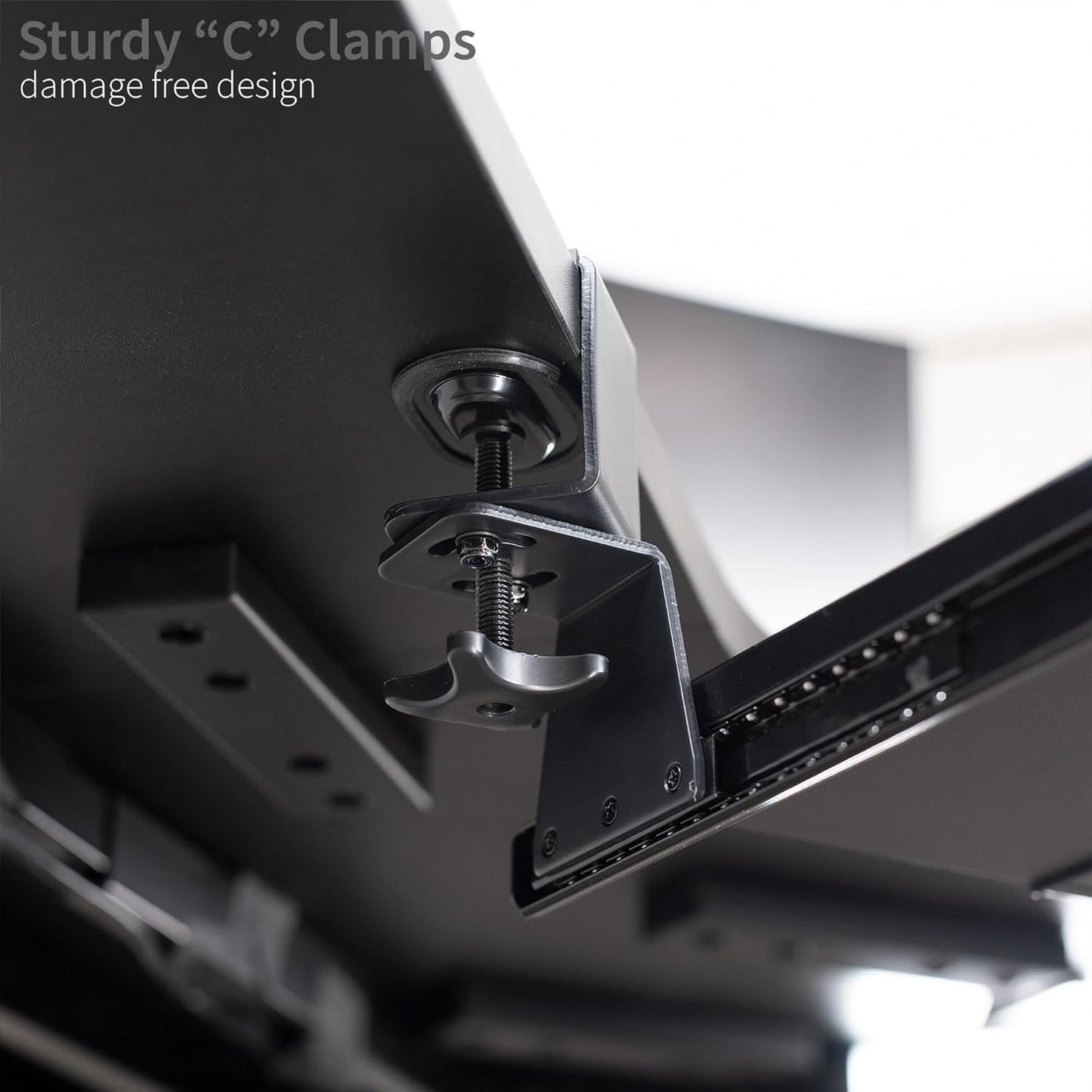 VIVO Large Pull Out Keyboard Tray for Corner Desk, 27 (33 Including Clamps) x 11 inch Slide-Out Platform Computer Drawer, 90-Degree Swivel C-Clamps for L-Shaped Workstation, Black, MOUNT-KB10C