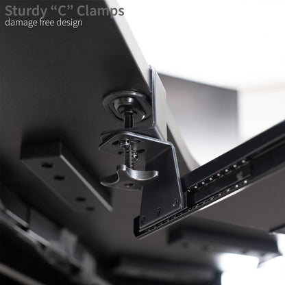 VIVO Large Pull Out Keyboard Tray for Corner Desk, 27 (33 Including Clamps) x 11 inch Slide-Out Platform Computer Drawer, 90-Degree Swivel C-Clamps for L-Shaped Workstation, Black, MOUNT-KB10C