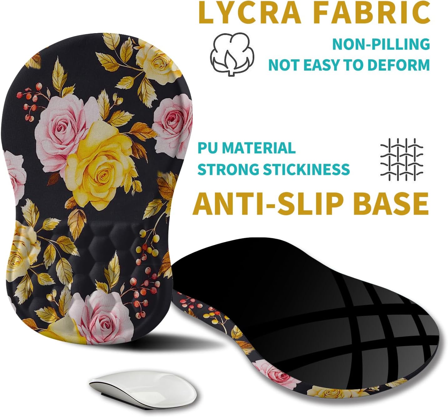 Hokafenle Ergonomic Mouse Pad Wrist Support, Wrist Rest Mousepad for Carpal Tunnel Pain Relief with Integrated Memory Foam Slope Massage Bulge (11.8x7.9 inch,Topographic Contour)