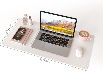 RENMTURE Dual-Sided Mouse Pad, Natural Cork & PU Leather Large Desk Pad for Office and Home Work, Desk Protector Non-Slip, Waterproof, Easy Clean (Olive Green, 32"x16")