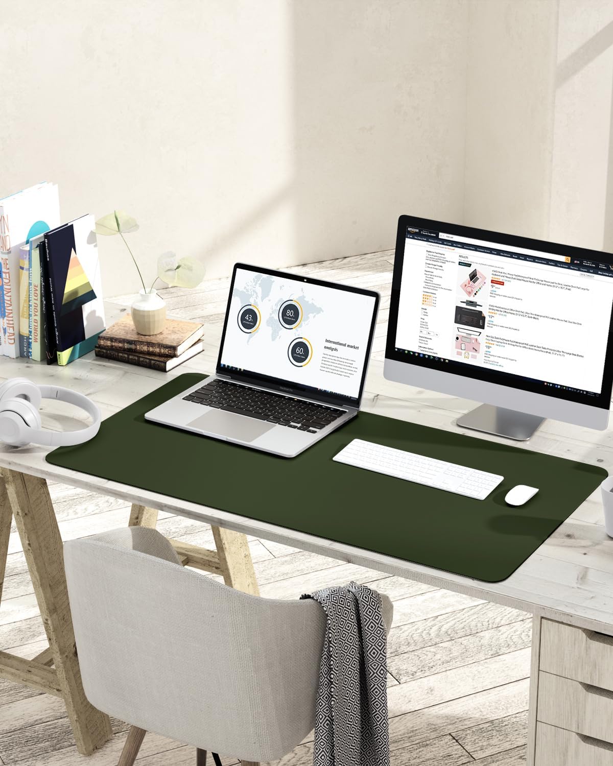 YSAGi Non-Slip Leather Desk Pad, Waterproof Laptop Computer Desk Keyboard Mat, Table Protector Blotter Mat, Large Mouse Pad for Office/Work/Home/Decor(Black, 31.5" x 15.7")