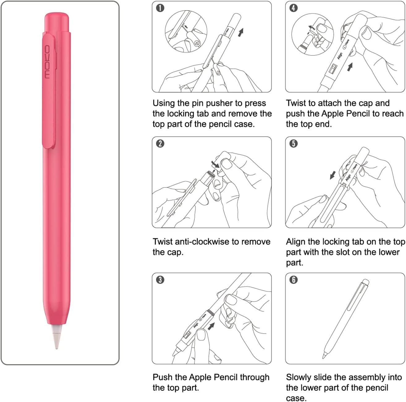 MoKo Holder Case for Apple Pencil 1st Generation, Retractable Apple Pencil 1st Case Protective iPad Pencil Sleeve Skin Cover with Sturdy Clip, Pink