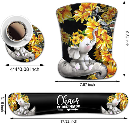 Mouse Pad with Wrist Support, Ergonomic Gel Mouse Pad Beautiful Flowers,Non-Slip Durable, Memory Foam Keyboard Wrist Rest, Suitable for Office Typing Games, Pink Hyacinths on Wood Panel