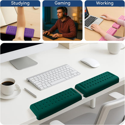 Sushret L-Shaped Desk Elbow Pad for Desk, 2-Pack Memory Foam Elbow Rest for Desk Edge Cushion, Non-Slip Ergonomic Arm Rest for Wrist, Palm & Forearm Support, Office Home, Separate Design, Black