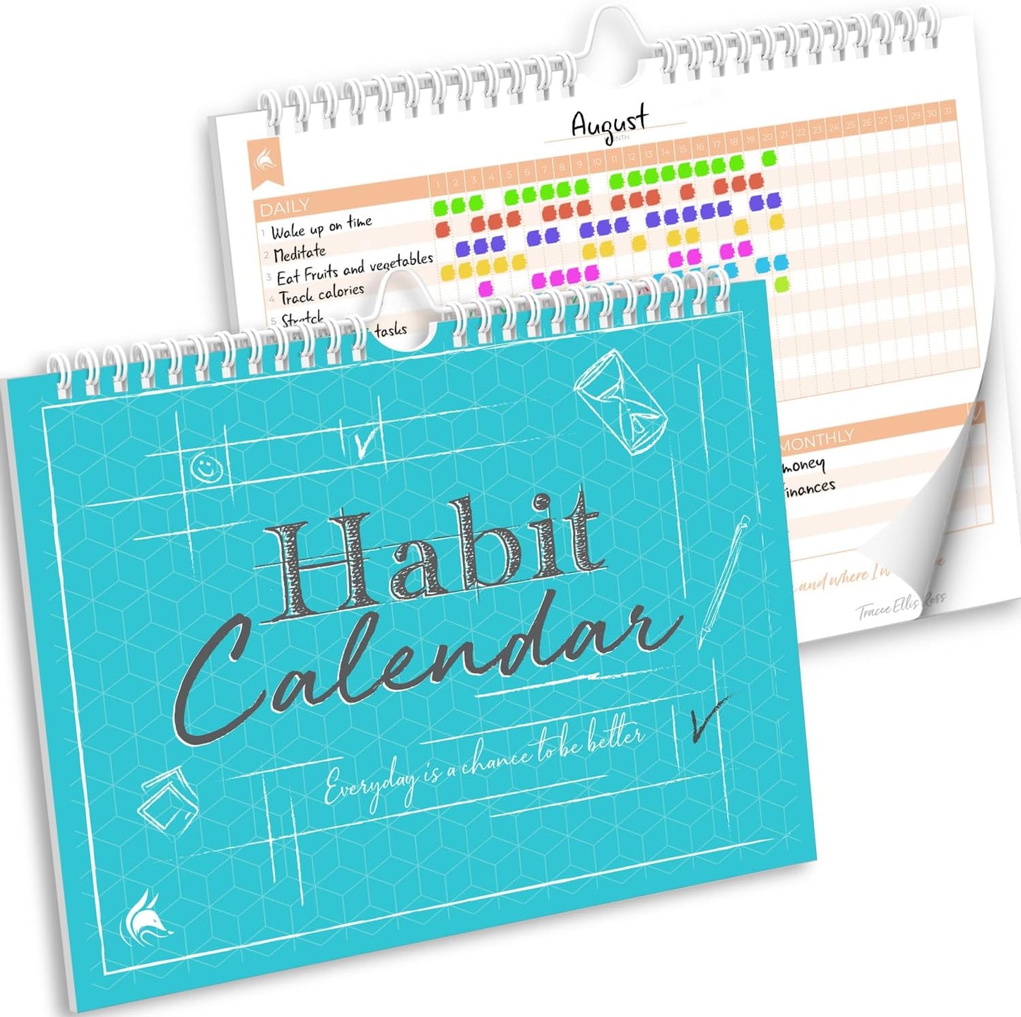 Clever Fox Habit Tracker Calendar – Inspirational Goal Tracker and Habit Calendar for Atomic Habits – Colorful Habit & Goal Planner Journal to Boost Productivity – 24 Months, 10″ x 8″ (Black)
