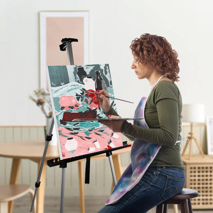 Art Easel Stand for Painting and Sign - RRFTOK 17 to 66 Inch Adjustable Aluminum Tripod Easels for Display, Portable Canvas and Poster Stand with Carry Bag for Beginners, Students and Classroom Use