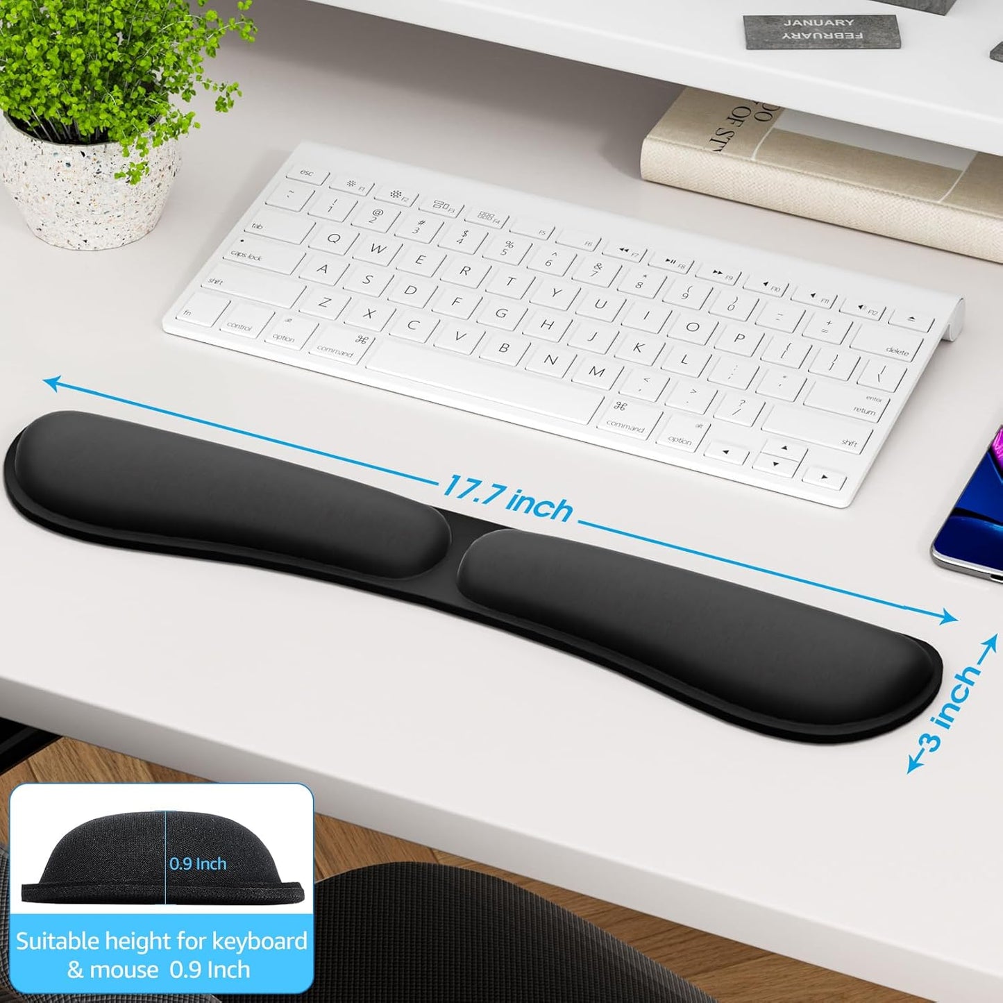 KTRIO Ergonomic Keyboard Wrist Rest and Mouse Pad with Wrist Rest Set, Memory Foam Wrist Support for Typing, Gaming, Office and Home Use, Black