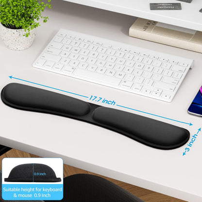 KTRIO Ergonomic Keyboard Wrist Rest and Mouse Pad with Wrist Rest Set, Memory Foam Wrist Support for Typing, Gaming, Office and Home Use, Black