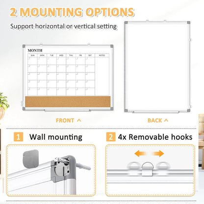 Weekly Calendar Dry Erase Whiteboard for Wall, 24"x18" Magnetic Weekly Planner White Board, Double Sided Hanging Daily Planning Board for Home, Office, School, Kitchen