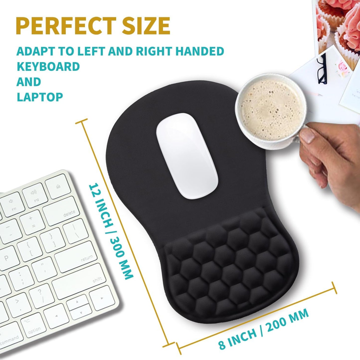 Hokafenle Ergonomic Mouse Pad Wrist Support, Wrist Rest Mousepad for Carpal Tunnel Pain Relief with Integrated Memory Foam Slope Massage Bulge (11.8x7.9 inch,Topographic Contour)