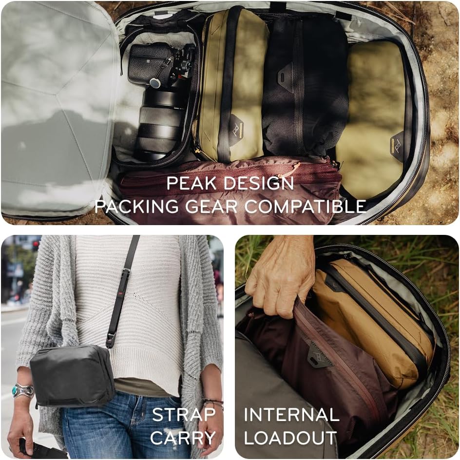 Peak Design Small Tech Pouch, Black, Electronics Organizer for Travel or Everyday Carry, Origami-Style Storage, Cable Pass-Through, Weatherproof Recycled Nylon, Gear Carry Bag for Men and Women