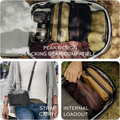 Peak Design Small Tech Pouch, Black, Electronics Organizer for Travel or Everyday Carry, Origami-Style Storage, Cable Pass-Through, Weatherproof Recycled Nylon, Gear Carry Bag for Men and Women