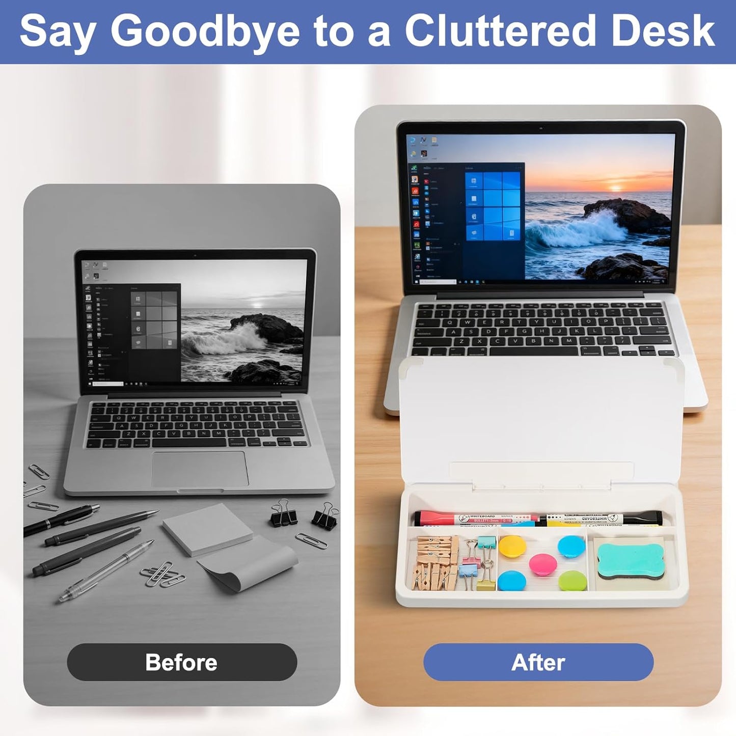DOLLAR BOSS Glass Desk Whiteboard Calendar Small Dry Erase Board Desktop White Board with Storage Drawer Computer Keyboard Stand Desk Organizer, Colorful Weekly Calendar, Black