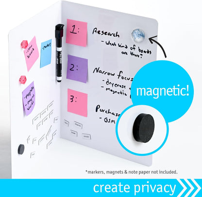 Dry Erase White Board, Foldable Double Sided Magnetic 9x12 in. Small Desktop Size