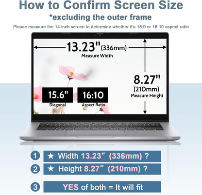 IPROKKO Laptop Privacy Screen 14 Inch 16:9 Aspect, Compatible with HP, Dell, Acer, Asus, Samsung, Lenovo Yoga & More, Removable Anti Blue Light Glare Spy Computer Monitor Filter Security Shield