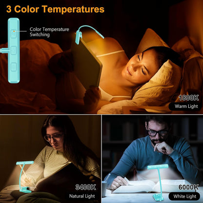 Gritin 19 LED Rechargeable Book Light for Reading in Bed with Memory Function- Eye Caring 3 Color Temperatures,Stepless Dimming Brightness,90 Hrs Runtime Lightweight Clip on Light for Book Lovers