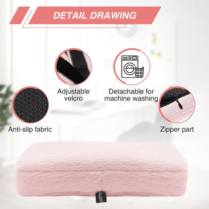 SPRING SEAON Office Chair Arm Covers Plush Office Chair Arm Pads Premium Memory Foam Gaming Chair Armrest Cushion Provide Cushioning for Elbows and Forearms 2 Pack Arm Chair Covers for Arms (Pink)