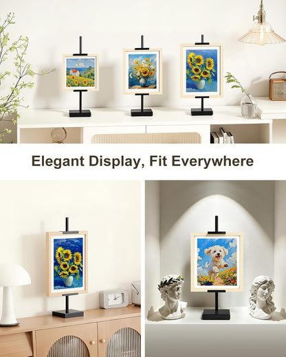 Adjustable Tabletop Easel Stand, Picture Easels for Display Up to 17" H, Gold Metal Picture Frame Holder Stand Table for Art, Photo (1 Pack)