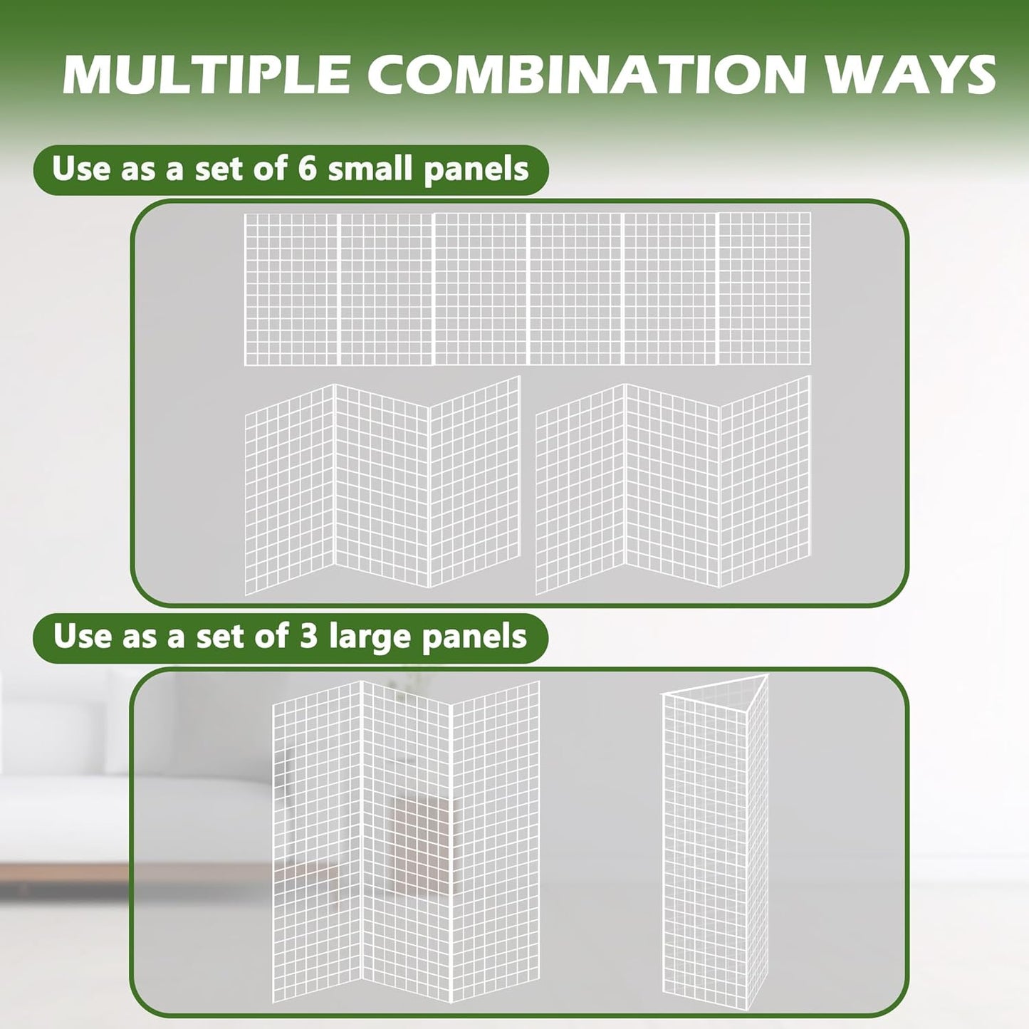 Grid Wall Panels 3 Pcs, Commercial Grade Gridwall Panels, Metal Grid Wall Panel Display Stand, You Can DIY 6 Pack 2'x3' or 3 Pack 2'x6' (Black)