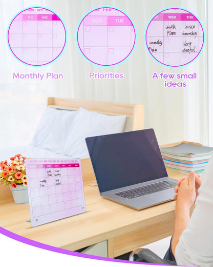 UCEC Dry Erase Calendar for Desk, 12" x 10" Weekly Planning Reminder Board, Dry Erase to Do List Calendar for Office with Stand and Pen Clip for Home Office & School Organization