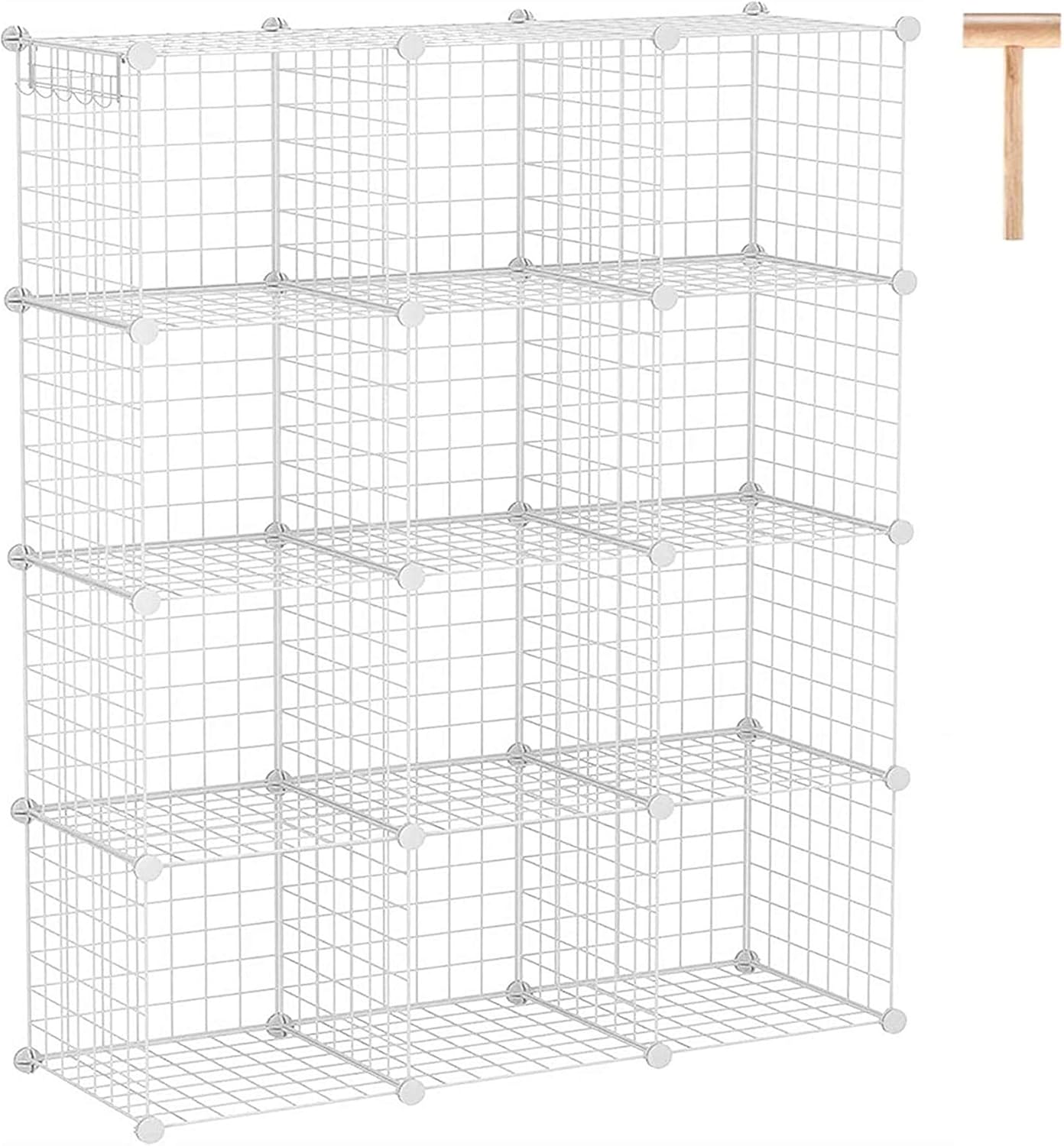 C&AHOME Wire Cube Storage, 12-Cube Storage Organizer Metal, C Grids Storage Bins Shelving, Modular Bookshelf Shelf, Closet Cabinet Ideal for Bedroom, Office 36.6”L x 12.4”W 48.4”H Black