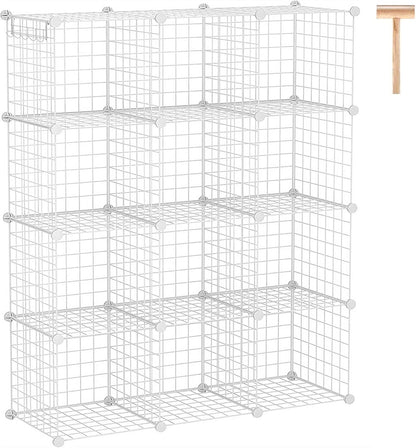 C&AHOME Wire Cube Storage, 12-Cube Storage Organizer Metal, C Grids Storage Bins Shelving, Modular Bookshelf Shelf, Closet Cabinet Ideal for Bedroom, Office 36.6”L x 12.4”W 48.4”H Black