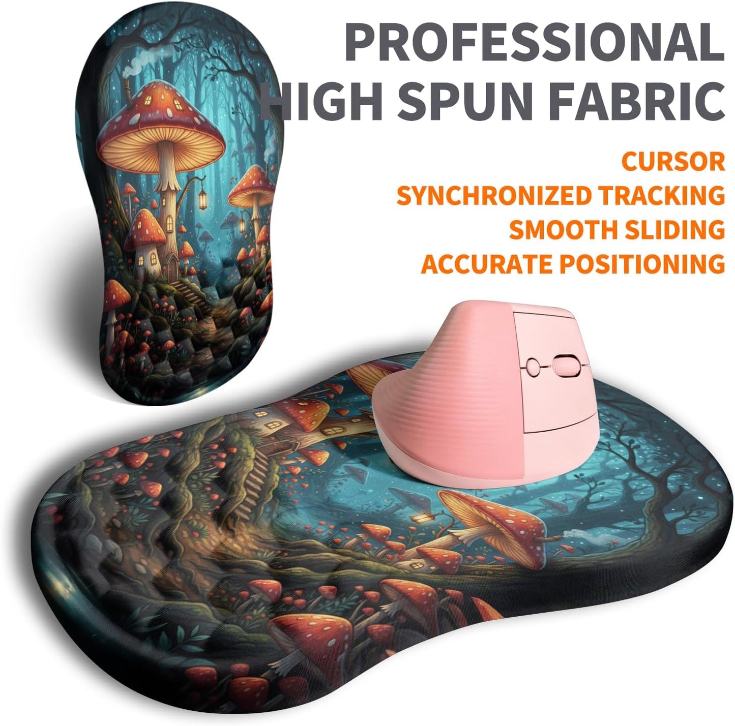 Ergonomic Joint Wrist Support Mouse Pad with Memory Foam Cushion Massage Bump, Carpal Tunnel Pain Relief Mousepad Slope Design for Wrist Rest, 11.8x7.9 in, Black