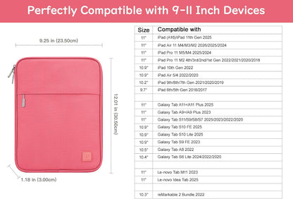 Dadanism 9-11 Inch Tablet Sleeve Padded Carrying Case for iPad (A16) 11th Gen 11", iPad 10th Gen 10.9", iPad Air M4/Pro M5 11", iPad Air 5/4, iPad 9/8/7th Gen, Galaxy Tab A11+ Plus 11", Blue