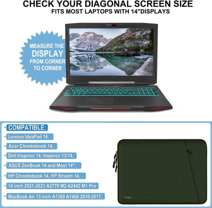 Laptop Sleeve Case 13.3 inch, Shockproof Protective Computer Cover with Accessories Pocket, Portable Laptop Bag Compatible with MacBook Air/Pro 13-13.3 inch, Compatible for MacBook Pro 14 inch, Black | Shockproof