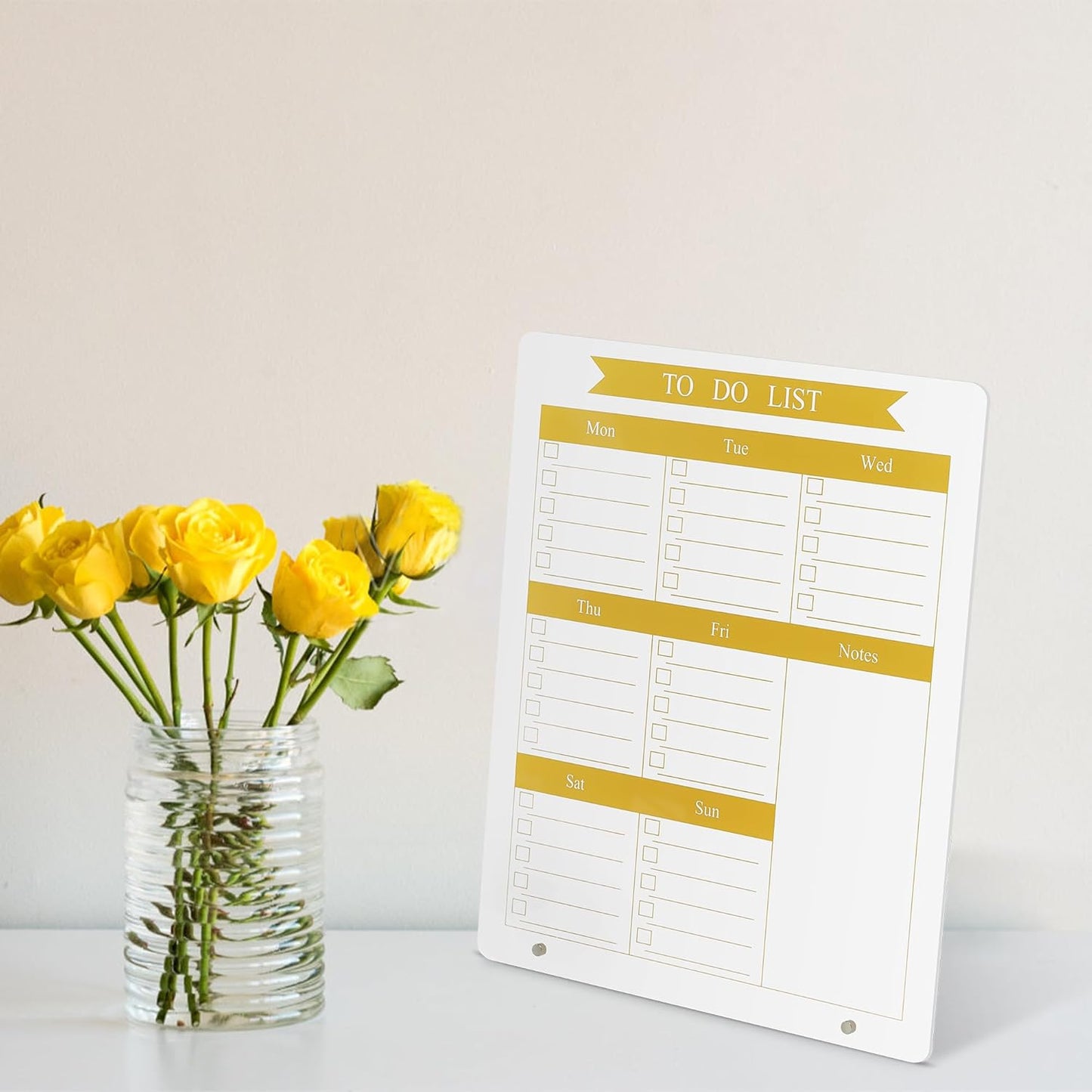 Weekly Planner Dry Erase Board for Desk,10''x12'',Acrylic Desk Calendar to Do List Planner Board with Stand,Pink Dry Erase White Board for Home Office School-ZL-P-2530