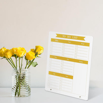 Weekly Planner Dry Erase Board for Desk,10''x12'',Acrylic Desk Calendar to Do List Planner Board with Stand,Pink Dry Erase White Board for Home Office School-ZL-P-2530