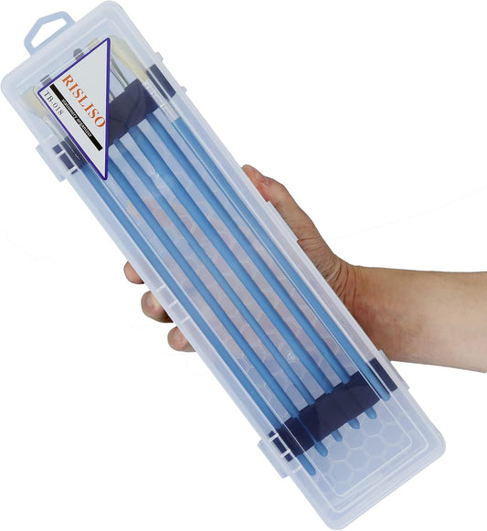 13 Inch Long Paint Brush Container with Foam Insert & Lid for Artist Paintbrush,Portable Miniature Hard Plastic Travel Watercolor Brush Case Without Brushes