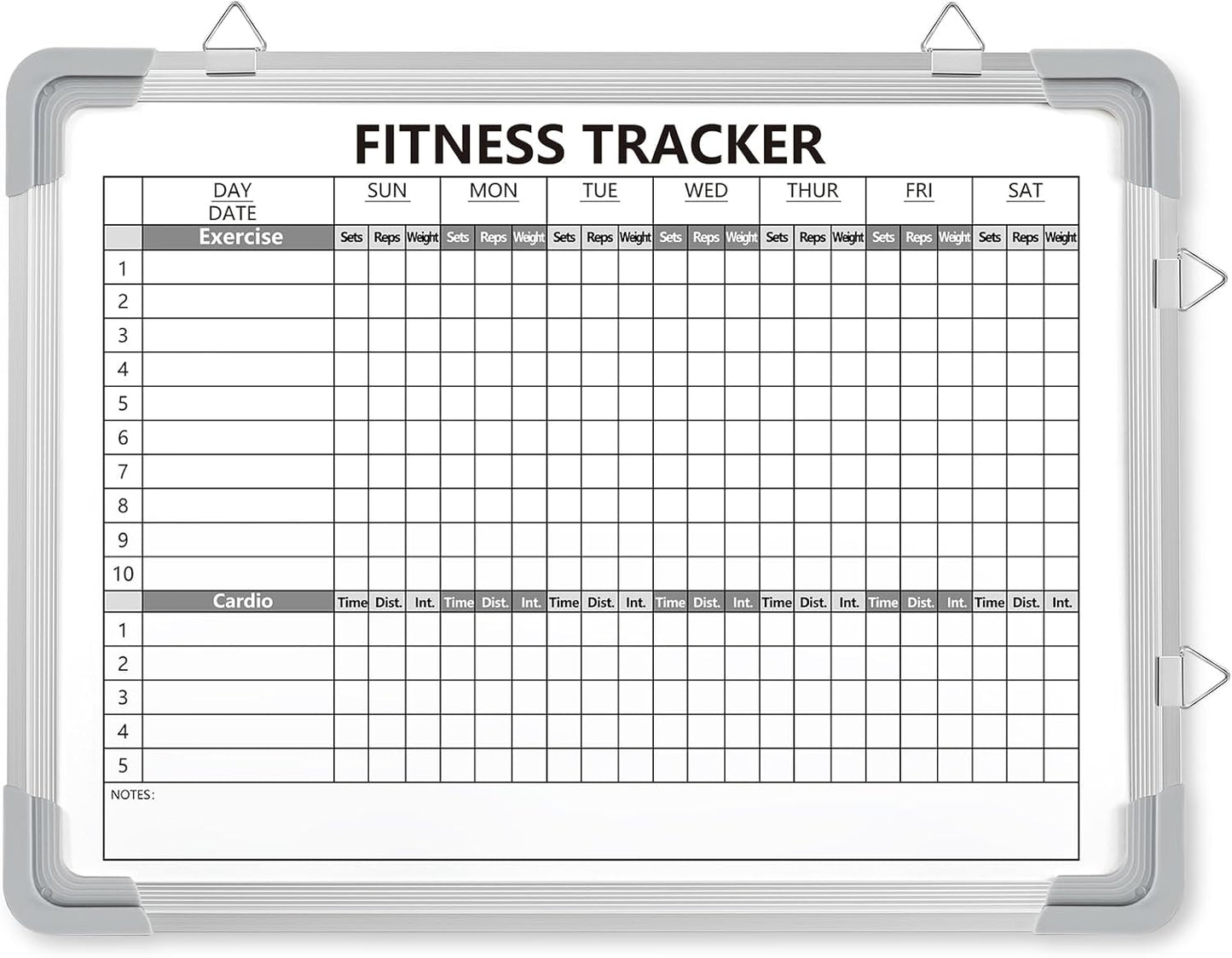 Lincia 16 x 12 Inch Fitness Tracker Whiteboard Workout Calendar for Home Gym Dry Erase Planner Hanging Removable to Do List for Wall Whiteboard with Aluminum Frame for Gym Program(Style A)